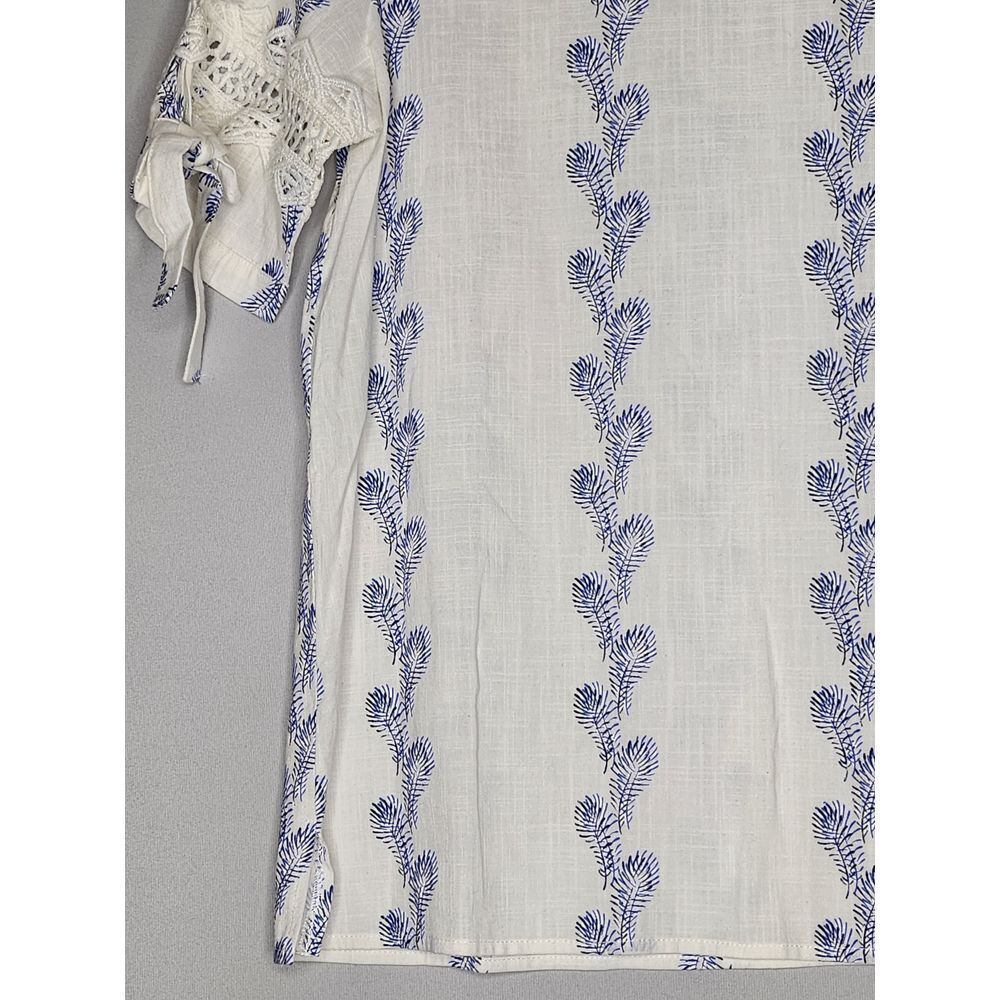 Cupshe blouse size M Cotton blend blouse with crochet details Sleeve Ties - Picture 3 of 5